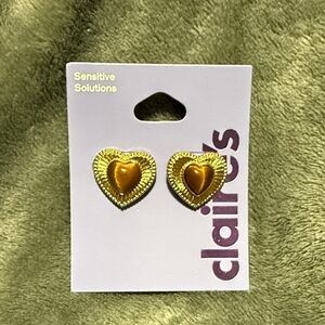 Claire's Gold Heart Stud Earrings